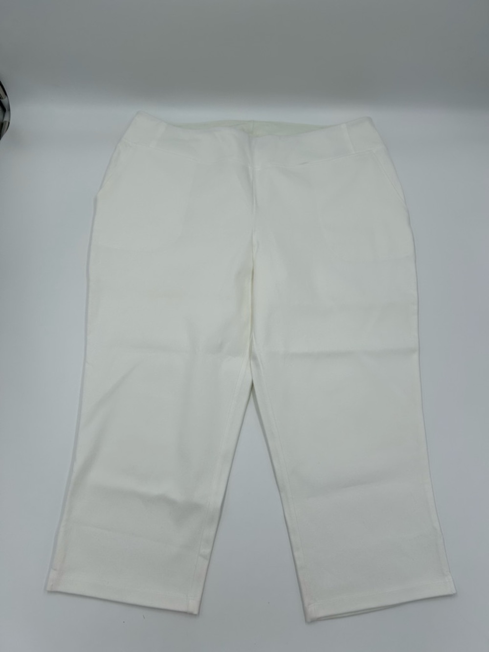 Women With Control Cropped White Ponte Knit Pants 1X